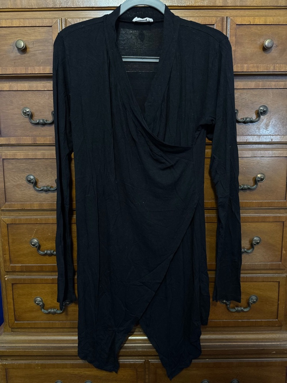 Whimsigoth Asymmetric Draped Wrap Long Sleeve Tunic Dress Top XL Goth Marcella